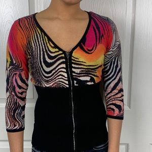 Colorful Zebra Print Zip Up Top